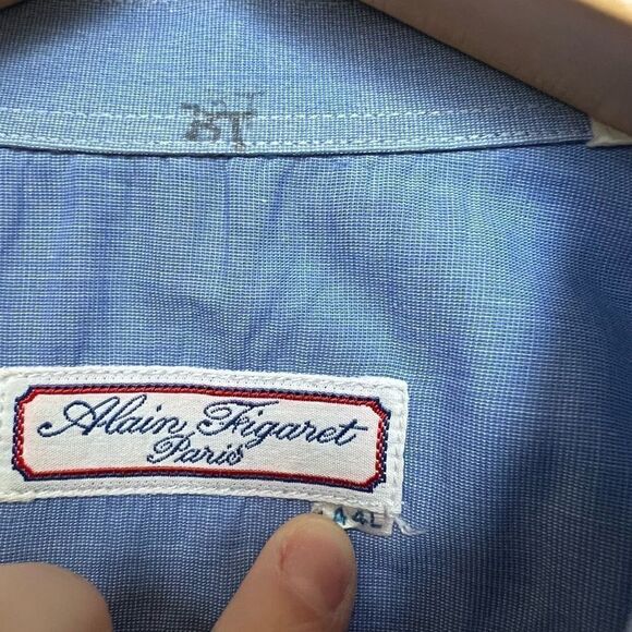 Alain Figaret Paris Button Down Dress Shirt Blue Classic size 44L - Picture 5 of 11